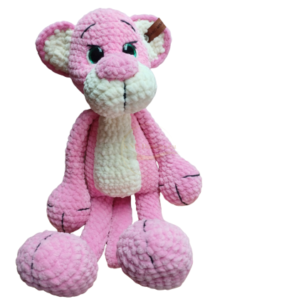 handmade toy, crochet toy, pink croched panter, ръчно плетена играчка, розова пантера, плюшена пантера, ръчна изработка, плетена пантера, плетени играчки, подарък за дете, подарък за фенове, уникални играчки, ръчно изработена пантера